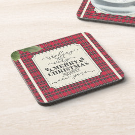 Frohe Weihnachten & Glück Neujahr Tartan Name Getränkeuntersetzer