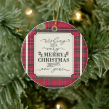 Frohe Weihnachten & Glück Neujahr Tartan Name