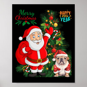 Frohe Weihnachten Glück Neujahr Weihnachtsmann Eng Poster