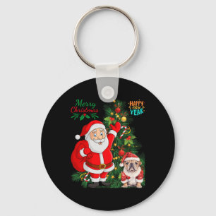Frohe Weihnachten Glück Neujahr Weihnachtsmann Eng Schlüsselanhänger
