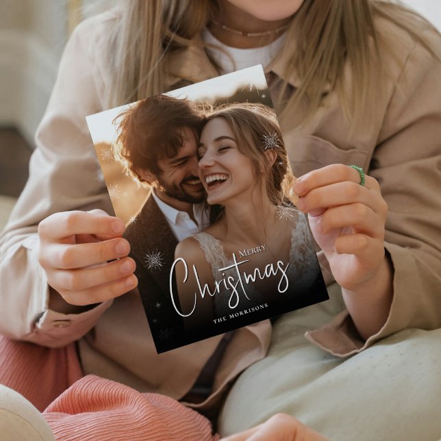 Frohe Weihnachten glücklich Couple Custom Foto Hol Postkarte (Von Creator hochgeladen)