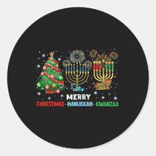 Frohe Weihnachten glücklich Hanukkah und glücklich Runder Aufkleber