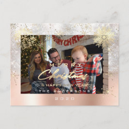 Frohe Weihnachten glücklich Jahr Gold Gray Glitzer Postkarte