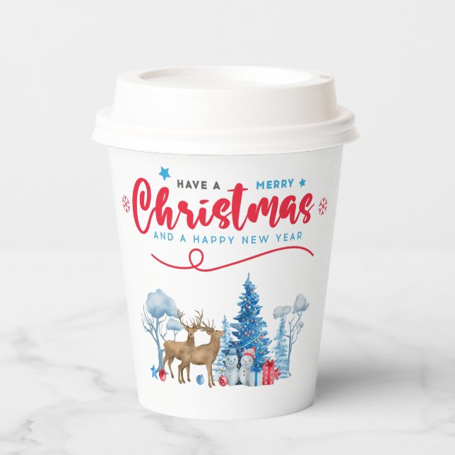 Frohe Weihnachten glücklich neue Szene Pappbecher (Vorderseite)