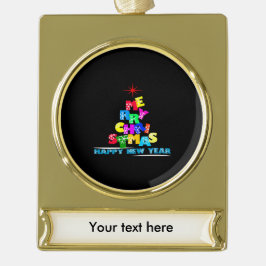 Frohe Weihnachten glücklich Neues Jahr Banner-Ornament Gold