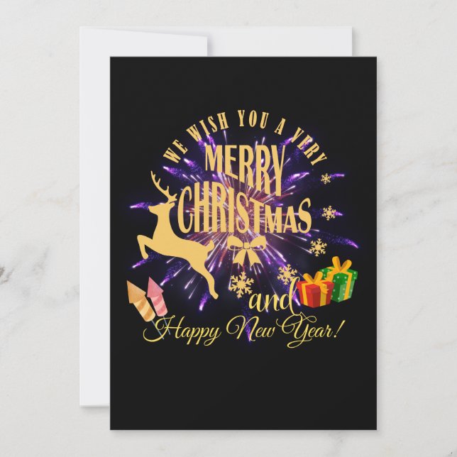 Frohe Weihnachten glücklich Neues Jahr Einladung (Vorderseite)