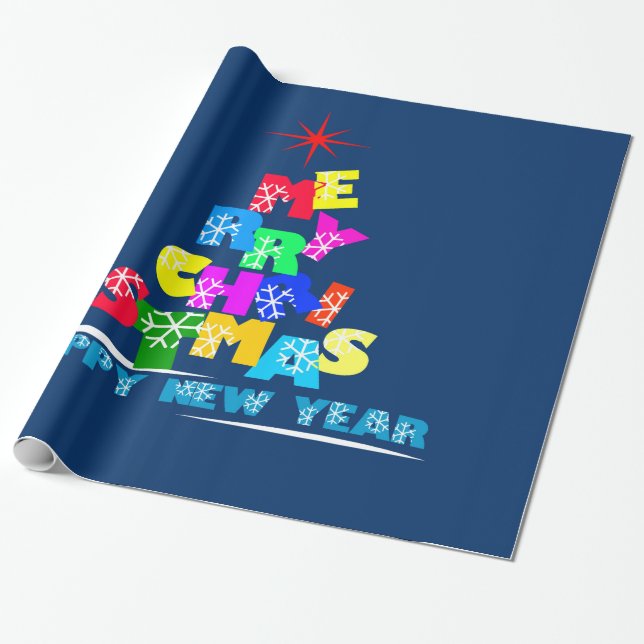 Frohe Weihnachten glücklich Neues Jahr Geschenkpapier (Ungerollt)