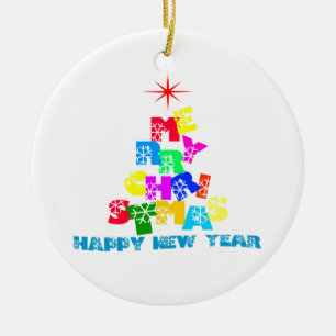 Frohe Weihnachten glücklich Neues Jahr Keramikornament