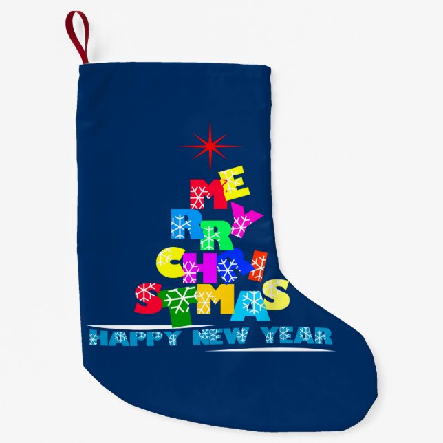 Frohe Weihnachten glücklich Neues Jahr Kleiner Weihnachtsstrumpf (Vorderseite)