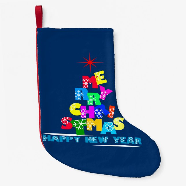 Frohe Weihnachten glücklich Neues Jahr Kleiner Weihnachtsstrumpf (Vorderseite)