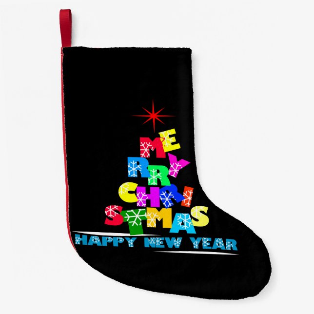 Frohe Weihnachten glücklich Neues Jahr Kleiner Weihnachtsstrumpf (Vorderseite)
