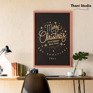Frohe Weihnachten glücklich Neues Jahr Moderne Sch Fotodruck