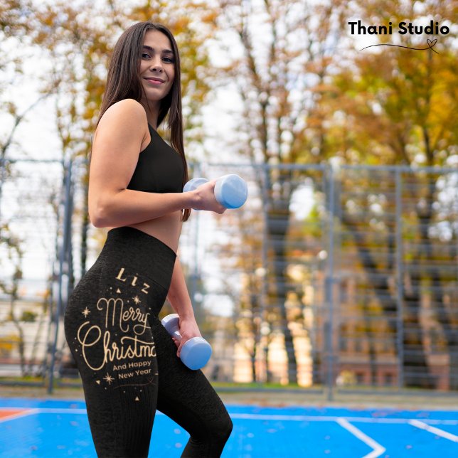 Frohe Weihnachten glücklich Neues Jahr Moderne Sch Leggings (Von Creator hochgeladen)