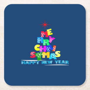 Frohe Weihnachten glücklich Neues Jahr Rechteckiger Pappuntersetzer