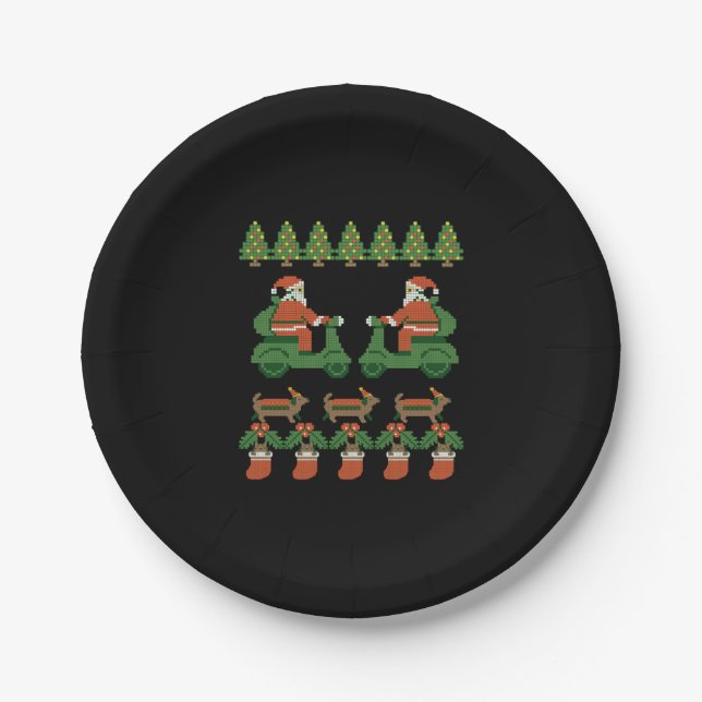 Frohe Weihnachten glücklich neues Jahr, santa Pixe Pappteller (Vorderseite)