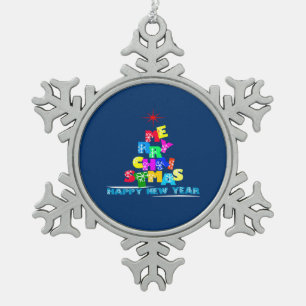 Frohe Weihnachten glücklich Neues Jahr Schneeflocken Zinn-Ornament