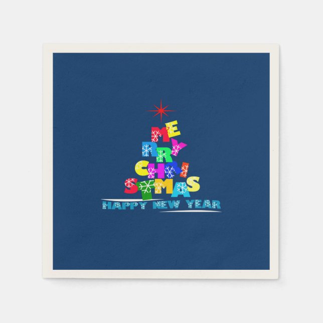 Frohe Weihnachten glücklich Neues Jahr Serviette (Vorderseite)