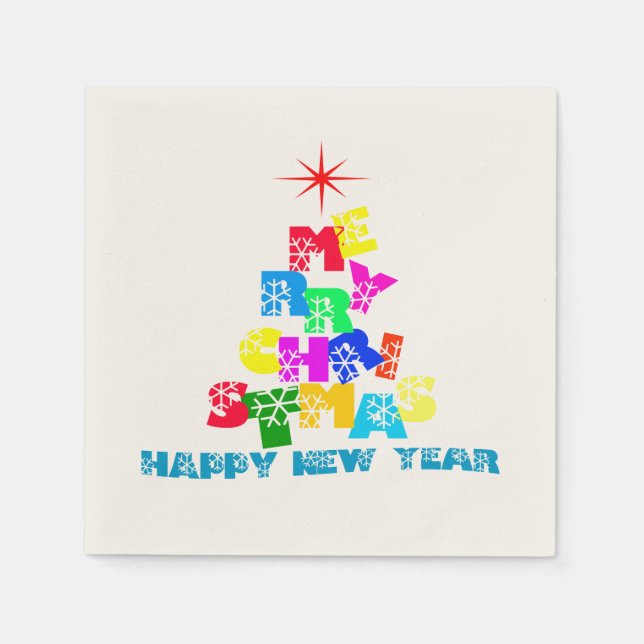 Frohe Weihnachten glücklich Neues Jahr Serviette (Vorderseite)