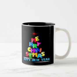 Frohe Weihnachten glücklich Neues Jahr Zweifarbige Tasse