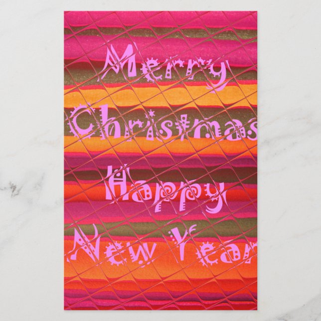Frohe Weihnachten glücklich Neujahr Farbgestaltung Briefpapier (Vorderseite)