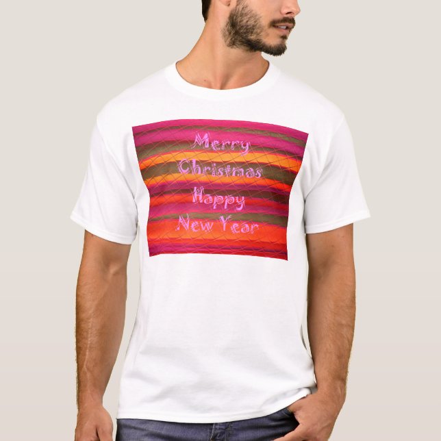 Frohe Weihnachten glücklich Neujahr Farbgestaltung T-Shirt (Vorderseite)