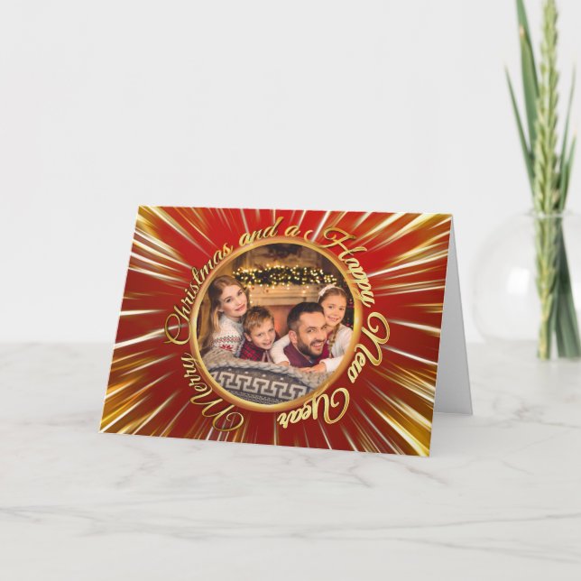 Frohe Weihnachten glücklich Neujahr Gold Circle Fo (Vorderseite)