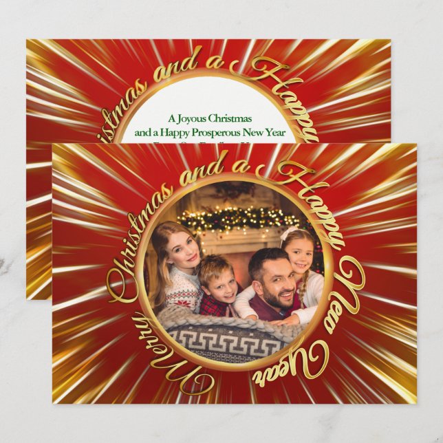 Frohe Weihnachten glücklich Neujahr Gold Circle Fo (Vorne/Hinten)
