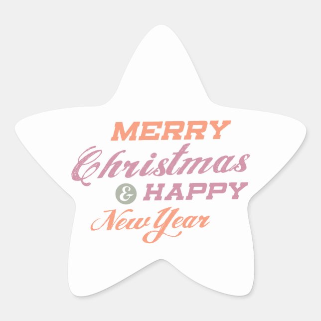 Frohe Weihnachten glücklich Neujahr Star Stickers (Vorderseite)