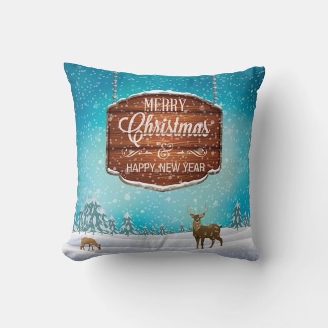 Frohe Weihnachten glücklich New Year Deer Kissen (Vorderseite)
