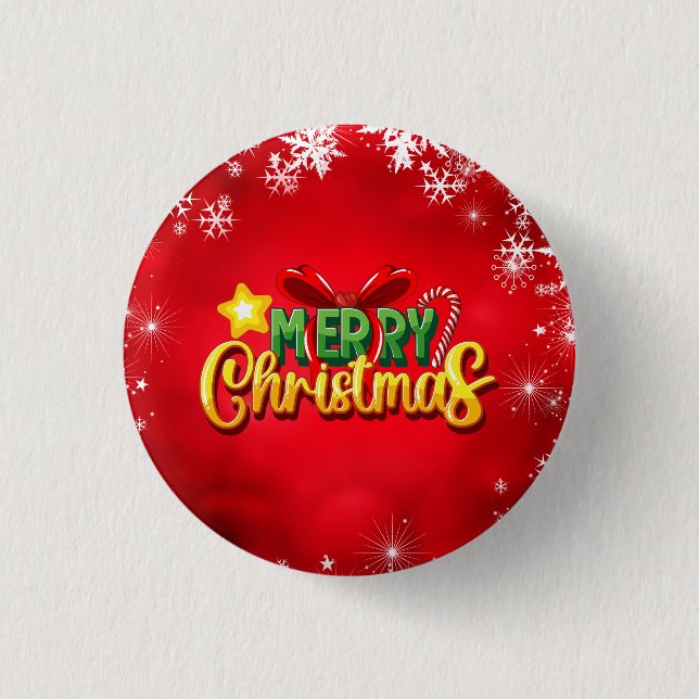 Frohe Weihnachten glücklich Xmas Red Green Holiday Button (Vorderseite)