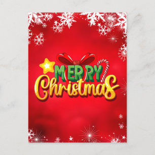 Frohe Weihnachten glücklich Xmas Red Green Holiday Postkarte