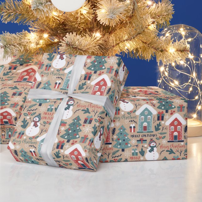Frohe Weihnachten, glückliche Ferien Weihnachten Geschenkpapier (Feiertage)