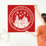 Frohe Weihnachten glückliche Ferien Winter Persona Künstlicher Leinwanddruck<br><div class="desc">Frohe Weihnachten glückliche Ferien Winter Personalisierte Name Imitate Leinwand Kunst zeigt den Text "Frohe Weihnachten und glückliche Feiertage" in modernen weißen Drehbuch auf einem roten Hintergrund und personalisiert mit Ihrem Namen rund um eine Zuhause mit Weihnachtsbäumen und Schneeflocken. Ideal für Weihnachtsgeschenke und Gastgeschenke. Entworfen von ©Evco Studio www.zazzle.com/store/evcostudio</div>
