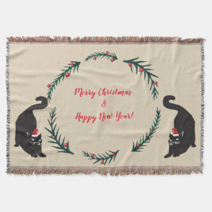 Frohe Weihnachten, glückliche Neujahrskatzen Liebh Decke