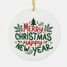 Frohe Weihnachten glückliche Neujahrsschmuck Keramik Ornament