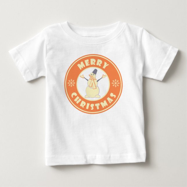 Frohe Weihnachten glückliche Snowman berühmten Kaf Baby T-shirt (Vorderseite)