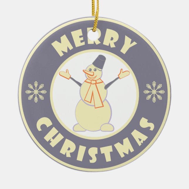 Frohe Weihnachten glückliche Snowman berühmten Kaf Keramik Ornament (Vorne)