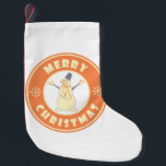 Frohe Weihnachten glückliche Snowman berühmten Kaf Kleiner Weihnachtsstrumpf<br><div class="desc">Berühmtes Coffeesemblem mit fröhlicher Weihnachtstypografie</div>
