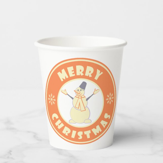 Frohe Weihnachten glückliche Snowman berühmten Kaf Pappbecher (Vorderseite)