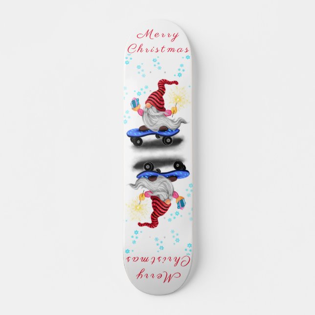 Frohe Weihnachten - Glücklicher Skater Gnome mit G Skateboard (Vorne)