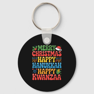 Frohe Weihnachten, glückliches Chanukka, Kwanzaa-Z Schlüsselanhänger
