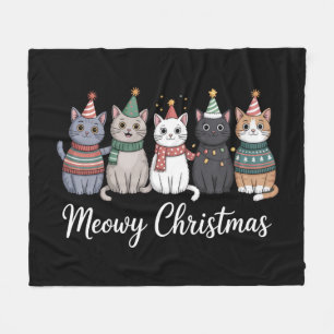 Frohe Weihnachten, glückliches Katzenjahr, Katzenl Fleecedecke