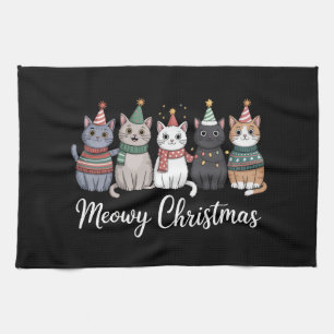 Frohe Weihnachten, glückliches Katzenjahr, Katzenl Geschirrtuch