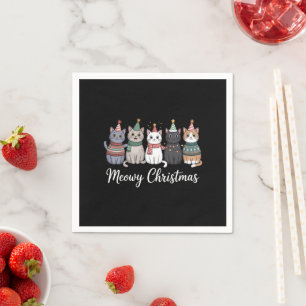 Frohe Weihnachten glückliches Katzenjahr Katzenlie Serviette