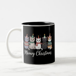 Frohe Weihnachten glückliches Katzenjahr Katzenlie Zweifarbige Tasse