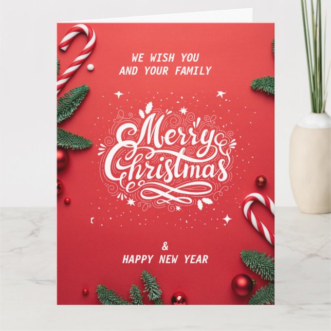 Frohe Weihnachten & glückliches neues Jahr Dankeskarte (Vorderseite)