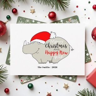 Frohe Weihnachten Glückliches neues Jahr Nashorn