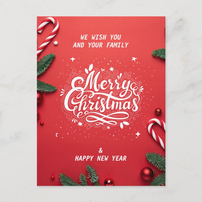 Frohe Weihnachten & glückliches neues Jahr Postkarte (Vorderseite)