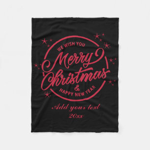 Frohe Weihnachten Glückliches Neues Jahr Rotes Tyg Fleecedecke