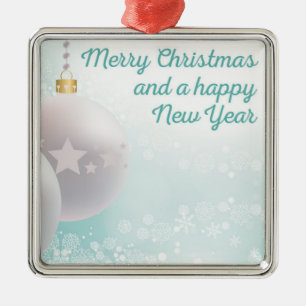 Frohe Weihnachten, glückliches neues Jahr Silbernes Ornament